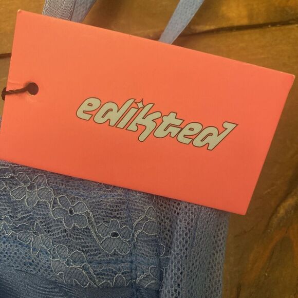 Edikted Blue Lace Corset Top Boning Goth Fairy Steampunk Bustier‎ Medium NEW - Picture 3 of 6